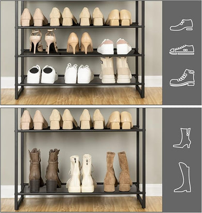HOOBRO 10-Tier Shoe Rack for Entryway, 29.5" L Shoe Storage Organizer, Large Capacity Shoe Shelf for Closet, Front Door Entrance, Hallway, Holds 36-40 Pairs of Shoes, Rustic Brown and Black BF107XJ01