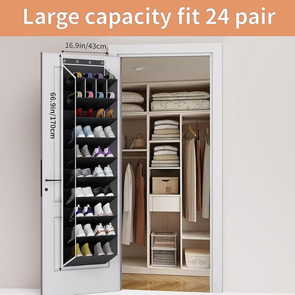 KYEVIS 10-Tier Large Size Over the Door Shoe Organizer, 20 Pairs Hanging Shoe Rack for Closet with Deep Pockets, Space-Saving Storage for Sneakers, Boots Heels (Black)