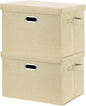 SNWDN 2 Pack Large collapsible Fabric Storage Bins with Lids Fabric storage box with lids for Household and office use (Beige 17.3x11.4x11.8 inches)