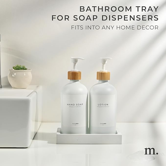 MaisoNovo Concrete White Tray for Bathroom CounterTop | Bathroom Trays for Counter | Soap Tray for Kitchen