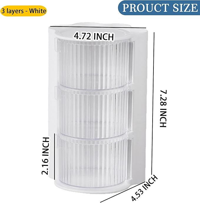 Hair Accessories Organizer with Hair Brush Holder, Rotatable Makeup Brush Holder for Necklaces, Earring, Bracelet, Ring, Makeup Brushes, Hair Clip and Hair Accessories (3-layer -White)