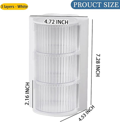 Hair Accessories Organizer with Hair Brush Holder, Rotatable Makeup Brush Holder for Necklaces, Earring, Bracelet, Ring, Makeup Brushes, Hair Clip and Hair Accessories (3-layer -White)