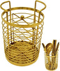 ZECNG Gold Kitchen Divided Organizer, Kitchen Countertop Holder for Serving Utensils, Stainless Steel Mesh Storage Baskets for Holding Knife Fork Spoon