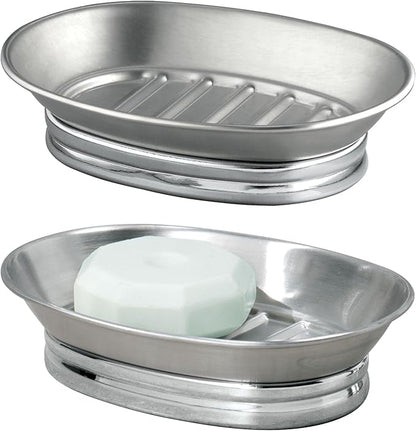 iDesign Soap Dish for Bathroom Sink - Soap Dish Holder for Bar Soap - Set of 2 - Split Finish