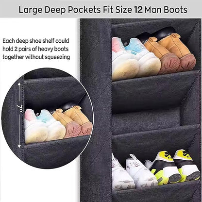 Over the Door Shoe Organizer,Hanging Shoe Storage for Closet, 8-Tier Door Shoes Rack, Handing Shoes Holder Fit All the Family's Sneakers, Boots, Heels (Black)