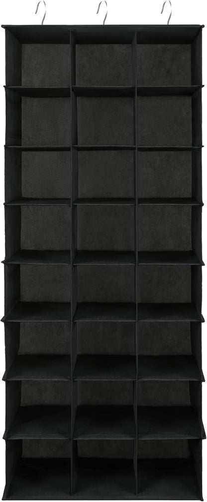 Libeder 24 Section Hanging Shoe Organizer for Closet, Hanging Closet Organizers with 6 Side Mesh Pockets, Shoe Storage Hanging Shoe Rack, Space Saving Shoe Holder, Black