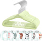 VIS'V Baby Hangers, 11 Inch Velvet Kids Hangers with 6 Pcs Clothes Size Dividers, Infant Toddler Nursery Closet Organization, Non Slip, Lime Green, 30 Pcs