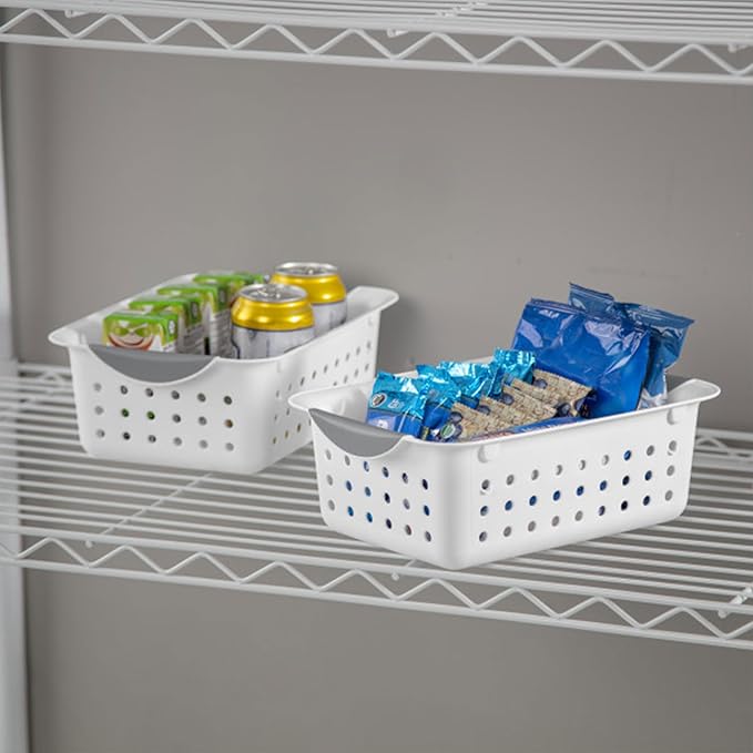 Sterilite 24-Pack Ultra Basket, Open Plastic Bins, Countertop, Cabinet and Closet Organizer, White, Small