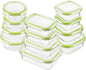 Bayco Glass Food Storage Containers with Lids, [24 Piece] Glass Meal Prep Containers, Airtight Bento Boxes, Leak Proof (12 lids & 12 Containers) - Green
