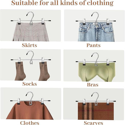 Pants Hangers Space Saving,Stackable Skirt Hangers with Clips, Hanging Closet Organizer and Storage,Clothes Hangers, College Dorm Essentials Apartment Essentials- 16 Pack