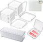 12Pcs Press on Nail Packaging Boxes, False Nail Container Organizer Clear Nail Display Case with 1 All-In-One Acrylic Storage Box and 30pcs Double-sided Adhesive Tape for Nail Art Salon Home Use