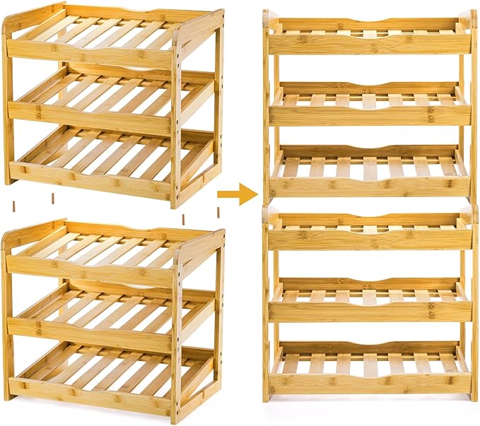 TOPZEA Soda Can Rack Organizer for Pantry, 3 Tier Bamboo Stackable Can Goods Storage Dispenser Shelf Canned Food Holder Stand for Kitchen Coutertop, Cabinet, Hold up to 36 Cans