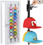 AXU Hat Rack for Door, Hat Organizer for Baseball Caps, Over the Door Hat Storage Organizer - Holds 20-40 Caps | Black, 2 Straps