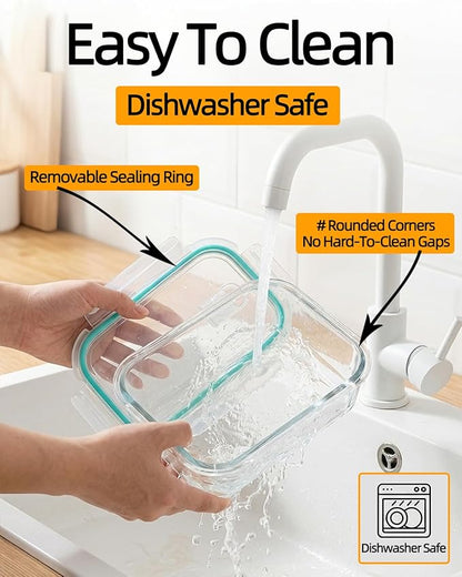 8 Pack Glass Meal Prep Containers with Lids, Glass Food Storage Containers with Airtight Vent Hole Lids, Lunch Containers Sets with lids Glass, Microwave Oven Freezer Dishwasher Safe