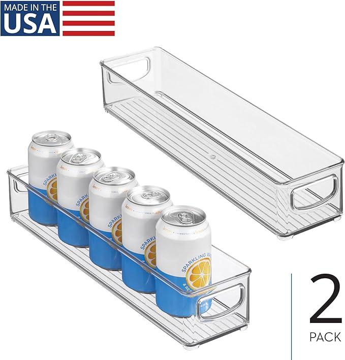 iDesign Slim Clear Plastic Storage Bin, Extra Long Narrow Stackable Organizer for Kitchen and Pantry, 2-Pack
