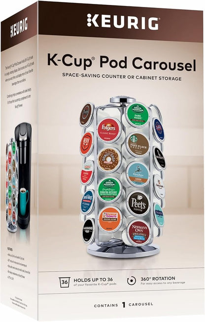 Keurig Storage Carousel, Coffee Pod Storage, Holds up to 36 Keurig K-Cup Pods, Silver