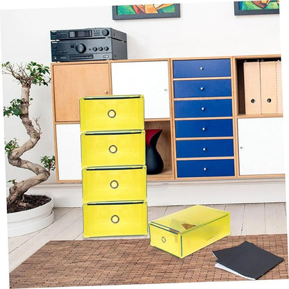 Plastic Drawer Shoes Storage Boxes 5 Pack Shoe Organizer Stackable Pull-out