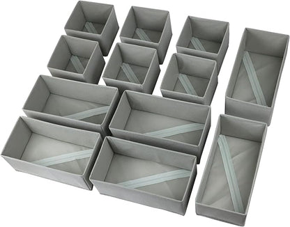 Fordonral Drawer Organizer Clothes, Foldable Fabric Dresser Organizer Closet Organizers and Storage Box for Underwear,Folded Clothes,Baby Clothing,Socks,Bra,Towels,Ties(6M+6S,Gray)