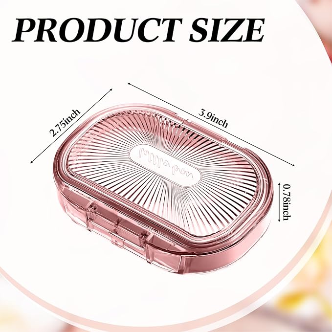 Kigley 4 Pcs Hair Tie Container Small Portable Travel Cotton Swab Holder Flosser Dispenser with Lid Plastic Box Storage Containers for Small Items, 3.94 x 2.76 Inch (Pink)