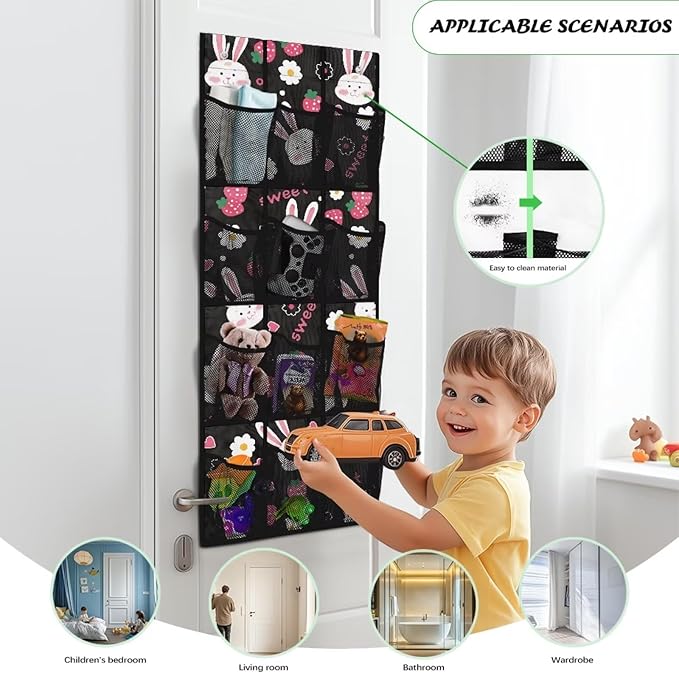 Sweetheart Bunny Door/Wall Shoe Organizers,Back of Door Shoe Organizer,Space Saving Hanging Storage Holder,Closet Rack Hanger,Shoe Bag,Classroom Headphone Storage with 12 Pockets