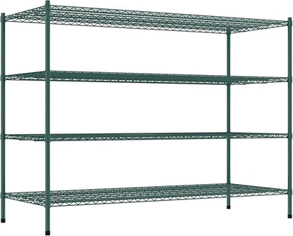 Commercial NSF Listed Green Epoxy Stationary Wire Shelving Kit 30" x 72" x 54", with 4 Shelves Perfect for Warehouse, Walk-in Refrigerator, Freezer, Grocery Store, Restaurant, Dishroom