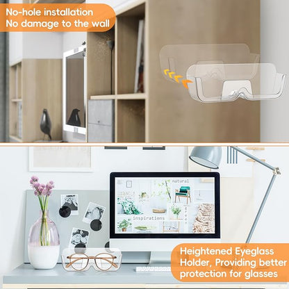 Willinglong 6 Pcs Sunglasses Wall Organizer Plastic Sunglasses Holder Display Stand Eyeglasses Storage(Clear)
