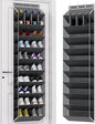KYEVIS 10-Tier Large Size Over the Door Shoe Organizer, 20 Pairs Hanging Shoe Rack for Closet with Deep Pockets, Space-Saving Storage for Sneakers, Boots Heels (Grey)