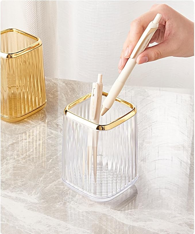 Makeup Brush Holder Clear Acrylic Makeup Brushes Organizer Pen Pencil Holder Cosmetic Brush Holder for Vanity Bathroom Decor, Set of 2