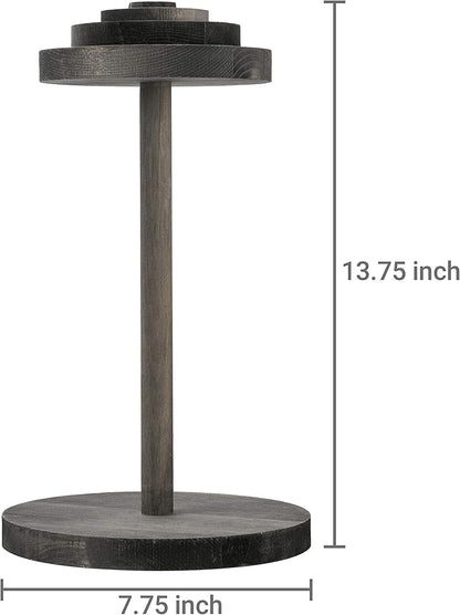 MyGift 2 Pcs Hat Holder Stand, Cowboy Hat Rack, Baseball Cap Organizer Storage, Wig Helmet Display Stand for Home, Salon, Entryway or Retail, Vintage Gray Solid Wood with Stacked Circular Discs Dome