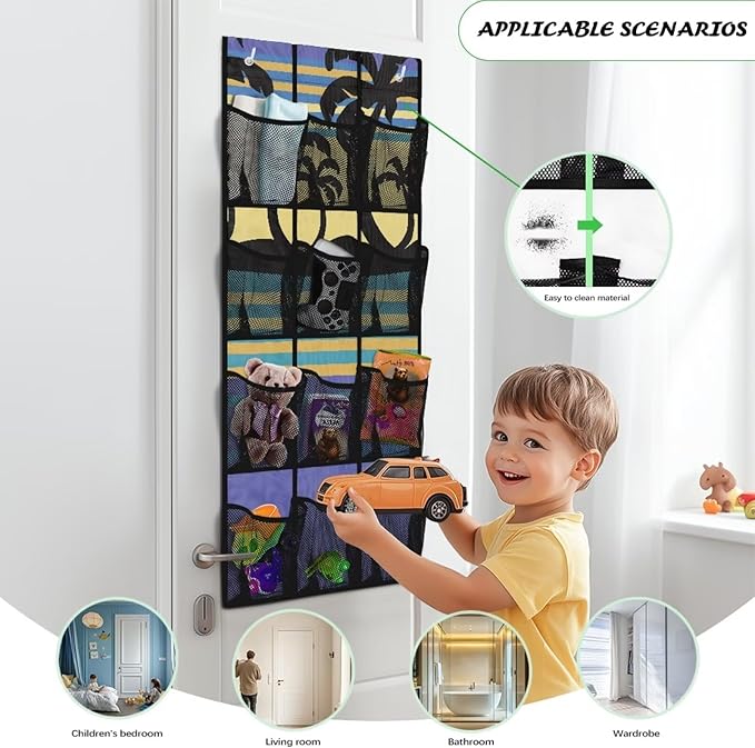 Palm Tree Over The Door Organizer 4 Shelf Hanging Storage Organizer with 12 Clear Mesh Shoe Organizer Door Hanger Closet Hanging Rack for Shoes for for Apartments Dorms