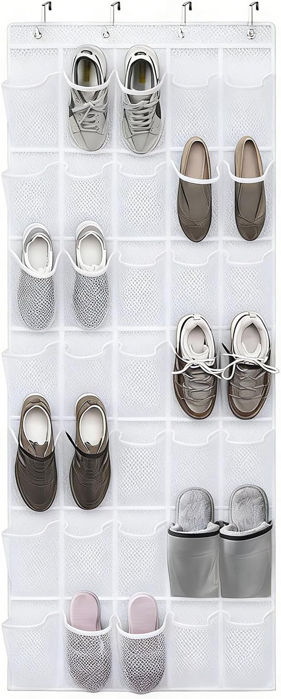 Over-the-Door Shoe Organizer 35 Pockets Mesh Breathable Storage Hanging Shoe Storage with Hooks for Door Closet Dorm Room