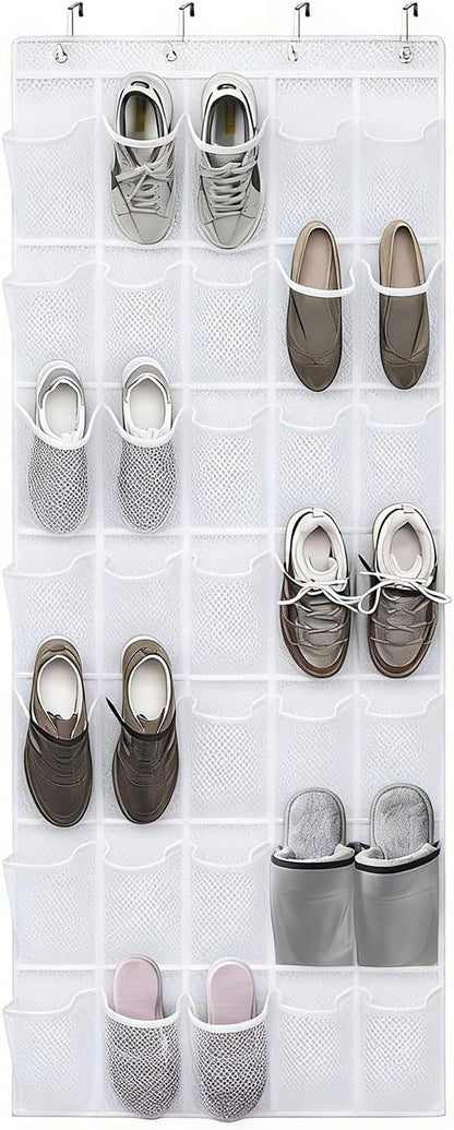 Over-the-Door Shoe Organizer 35 Pockets Mesh Breathable Storage Hanging Shoe Storage with Hooks for Door Closet Dorm Room