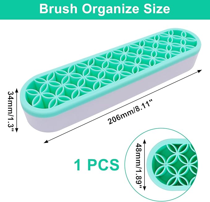 1Pcs Makeup Brushes Holder Silicone Make Up Brush Holder Stand Makeup Vanity Brush Holders for Painting Pen Brushes Nail Clippers Drill Pens Ruler Sewing Craft Tools (Green)