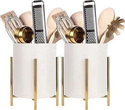 Utensil Organizer for kitchen, Knives and Forks with Shiny metal frame Tray for Farmhouse Kitchen Decor and Countertop(6.3 * 4.33inch)