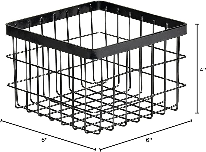 G.E.T. WB-664-MG Square Metal Storage Wire Basket for Pantry, Produce and More, 6" x 6" x 2"