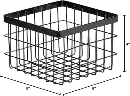 G.E.T. WB-664-MG Square Metal Storage Wire Basket for Pantry, Produce and More, 6" x 6" x 2"