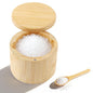 Ninsula Bamboo Salt Cellar, 360° Magnetic Swivel Lid Salt Container with Built-in Spoon for Storing Table Salt, Pepper, Sugar, Sea Salt, Spices, and Herbs