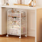 Jakyitvi Makeup Cart Organizer with 3 Drawers, Under Desk Storage Drawers,Floor Skincare & Makeup Organizer, Vanity Storage for Cosmetics, Nail Polish, Perfume, Makeup Brushes, Hair Tools, White