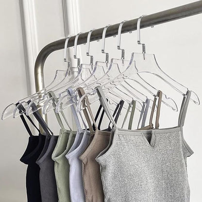 Besser 15 Pack Acrylic Hangers Gold Acrylic Hanger with Clips Premium Quality Crystal Clear Hangers Luxury Dress Suit Hangers(Silver Hook)