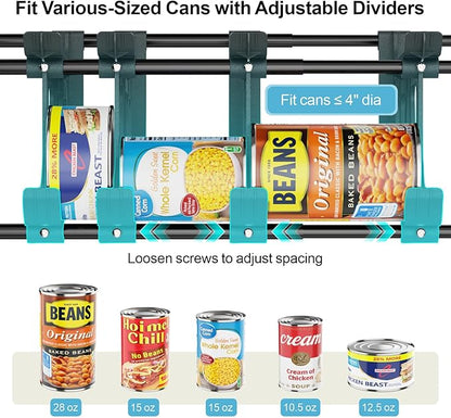 iSPECLE Expandable Can Organizer for Pantry, 2 Pack Large Capacity 120 Cans Can Storage Organizer Pantry Rack, Auto Rolling Dispenser & Stackable Wire Holder for Deep Pantry Shelves, Black