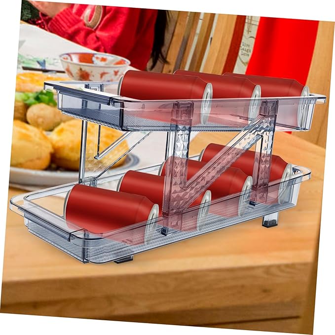 LABRIMP Double Tier Fridge Can Organizer Beverage Dispenser for Beer Wine and Soda for Home and Kitchen Storage