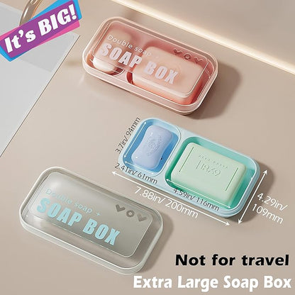 AIDIMMING Extra Large Double Slot Self Draining Soap Dish – for Bathroom Shower, Bathtub & Sink, Perfectly Fits Kitsch Shampoo Conditioner Bars and Dr. Squatch Soap Bar, Keeps Bars Dry (Light Blue)