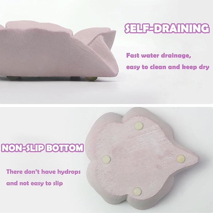 Soap Dish Soap Holder Self-Draining Soap Dish, Resin Bar Soap Holder, Oriental Cherry Flower Shape Soap Tray Soap Saver for Bathroom,Kitchen,Sink,Bathtub,Easy Cleaning and Keep Dry