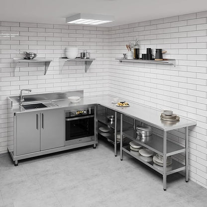 AmGood 6 in. x 60 in. Stainless Steel Wall Shelf | NSF | Metal Shelving | Garage, Laundry, Storage, Utility Room | Restaurant, Commercial Kitchen