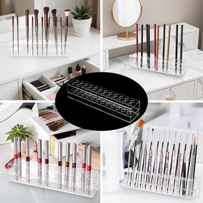 Acrylic Lip Liner Organizer & Eyeliner Organizer, 24 Standard Cosmetic Pencil Makeup Brush Makeup Display Case Refillable Container