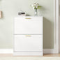 Shoe Cabinet with 2 Flip Drawers, White Shoe Cabinet Storage for Entryway, Modern Shoe Organizer Wood, Freestanding Small Thin Shoe Racks with Doors, White