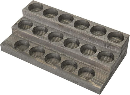 MyGift Vintage Gray Wood 3-Tier Essential Oil Display Stands, Countertop Organizer Rack for 17 Bottles Each