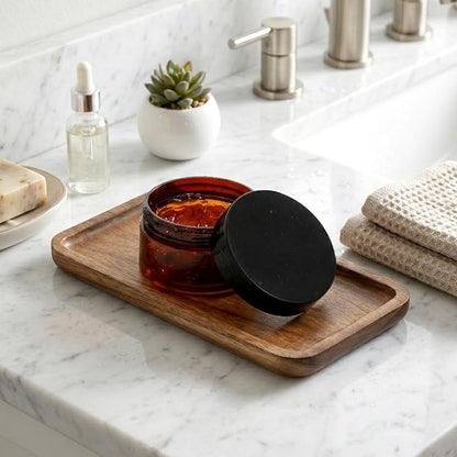 Wood Tray for Bathroom, Wood Soap Dispenser Tray, Toilet Tank Tray, Kitchen Tray, Comestic Holder Bathtub Organizer, Home Decor Ideal for Jewelry, Cosmetics, and Small Items (7.5 x 4 x 0.6 inch)