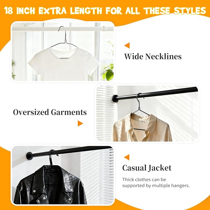 30 Pack Metal Wire Hanger, 18-inch Clothes Hangers in Bulk, Wire Hangers for Clothes, Metal Coat Hangers for Standard Size Shirts, Suits, Pants, Skirts, Coats, Ultra Thin Space Saving (Black)
