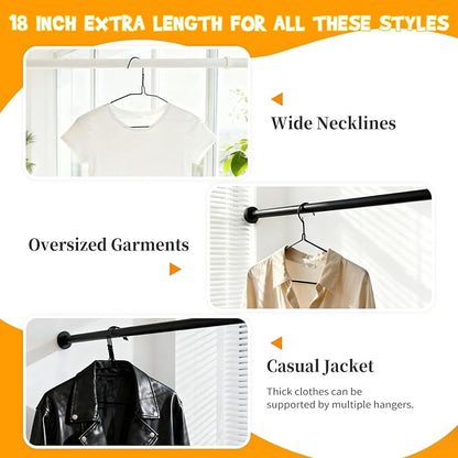 30 Pack Metal Wire Hanger, 18-inch Clothes Hangers in Bulk, Wire Hangers for Clothes, Metal Coat Hangers for Standard Size Shirts, Suits, Pants, Skirts, Coats, Ultra Thin Space Saving (Black)